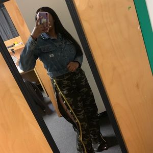 Camo button down denim